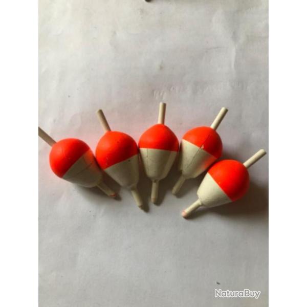 5 flotteur 2,50 cm  2 gr environ rouge blanc fixe p�che truite  occasion