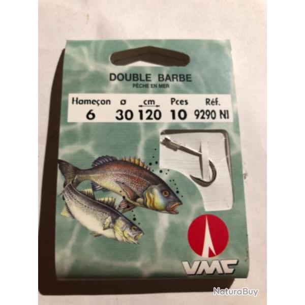 10 hame�on mont� doubleBarbe nickel� 06/30. 120 cm 9290 ni vmc peche mer water queen
