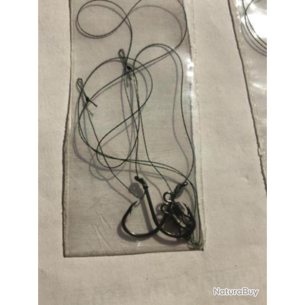 2 hame�on mont� carpe ham 02 . Tresse 20 kg 20 cm peche carpe poisson rose