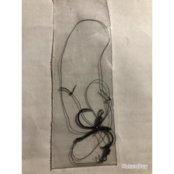 2 hame�on mont� carpe ham 01 . Tresse 20 kg 20 cm peche carpe poisson rose