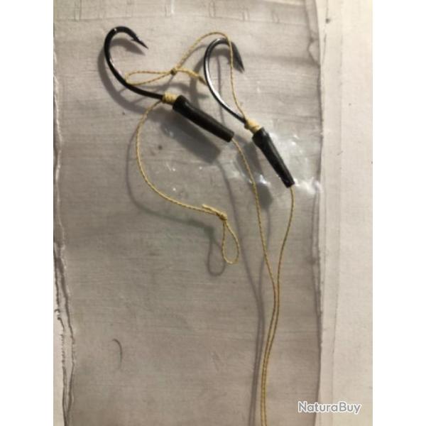 2 hame�on mont� carpe ham 06. Tresse 15 kg 20 cm peche carpe poisson rose