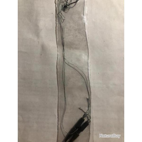 2 hame�on mont� carpe ham 01. Tresse 15 kg 20 cm peche carpe poisson rose