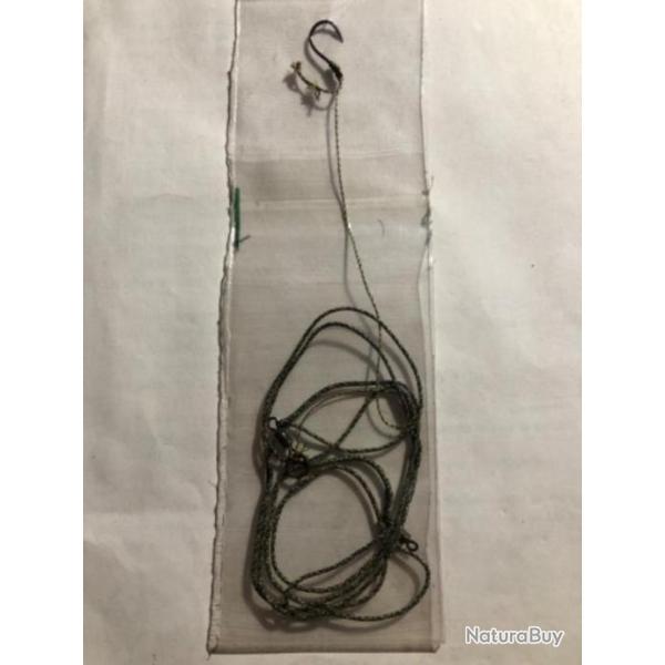 1 hame�on mont� carpe ham 04 . Tresse 15 kg 20 cm lead core peche carpe poisson rose