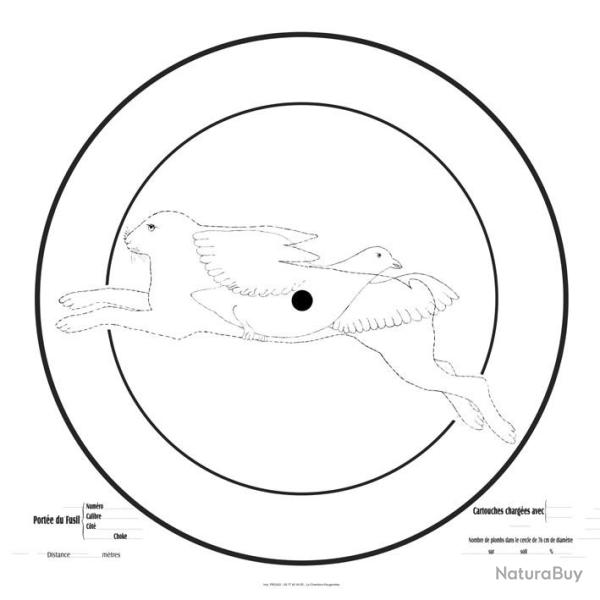 Paquet de 100 cibles Pisteurs essai lievre pigeon en papier 85 X 85Cm