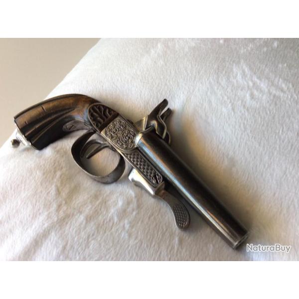 Pistolet � broche 2coups  vers 1860 longueur 180m/ m excellent �tat