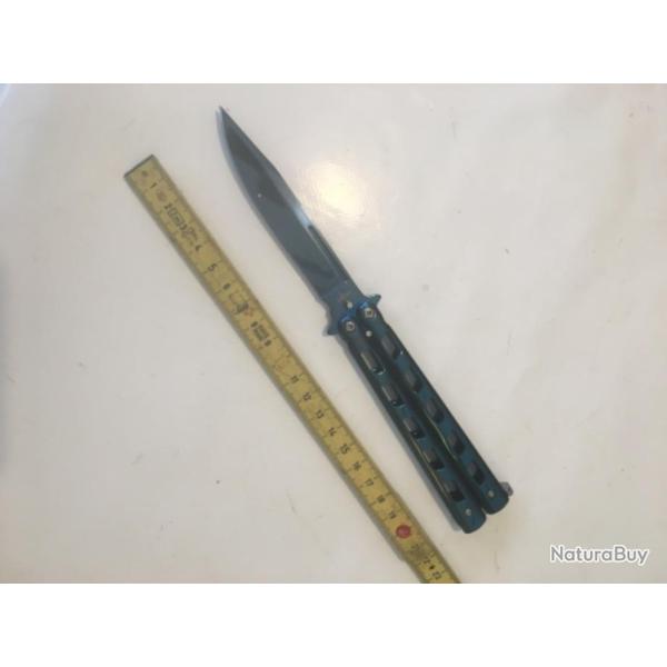 Couteau papillon third srie tout bleu