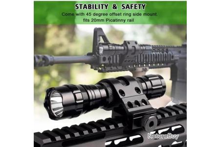 Lampe Torche Tactique LED 1200 Lumens – Monture Picatinny + Interrupteur – Chasse, Tir