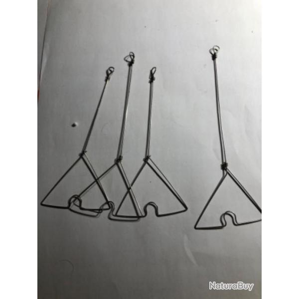 4 clipot 12 et 15 cm Triangulaire inox p�che mer surfcasting
