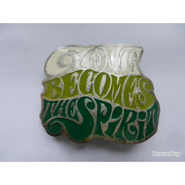 belle boucle de ceinturon th�me ann�es 60 "love becomes the spirit"