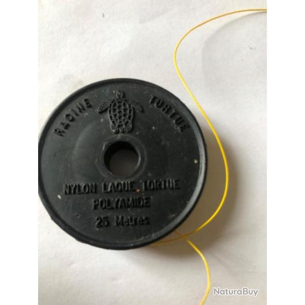 1 Rouleau Ligature jaune 25 m tortue p�che ancien collection occasion