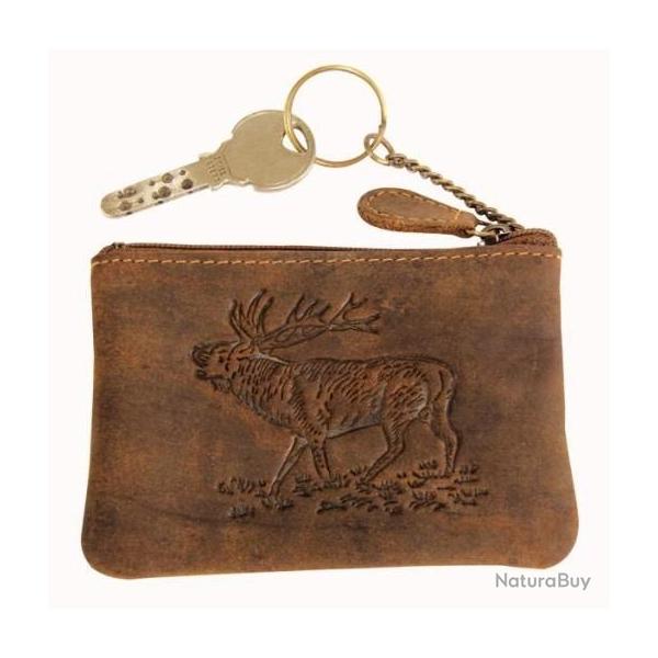 Porte monnaie porte clef motif cerf
