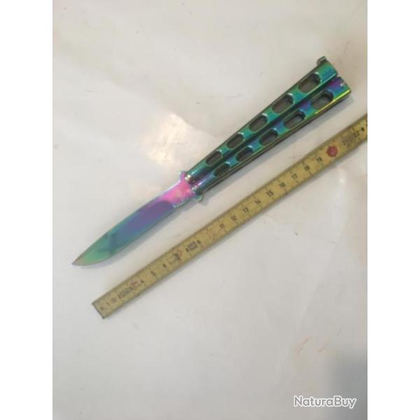 Couteau papillon srie arc en ciel