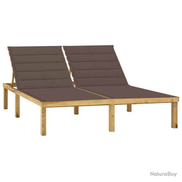 Transat chaise longue bain de soleil lit de jardin terrasse meuble d'extrieur double et coussins t