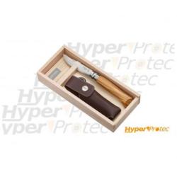 Plumier couteau fermant Opinel n°8 avec manche en Olivier et étui