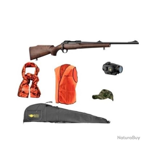 PACK Carabine BCM Rubis filet�e crosse bois Cal.270WIN+POINT ROUGE +FOURREAU+GILET+CASQUETTE