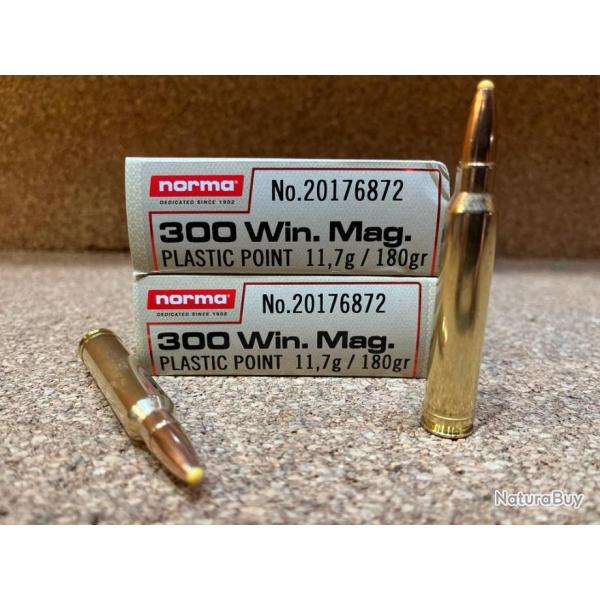 2 BOITES DE MUNITIONS NORMA 300 WINCHESTER MAGNUM POINTE PLASTIQUE,  PPDC, 11.7G