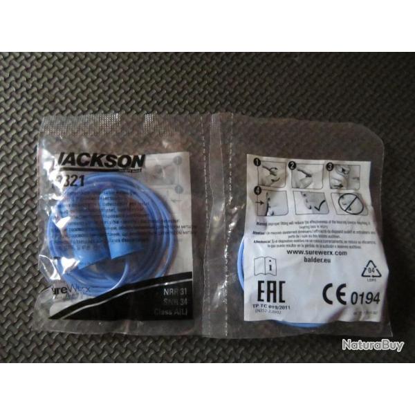 5 SACHETS DE BOUCHON D'OREILLE H10 Jackson Safety (NEUF - dans son emballage scell)(Lot N16)