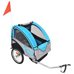 Remorque de v&eacute;lo pour enfants gris et bleu 30 kg 02_0004488