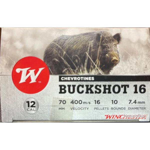 Chevrotines Winchester Buckshot Cal.12/70 38g 16 grains par 30