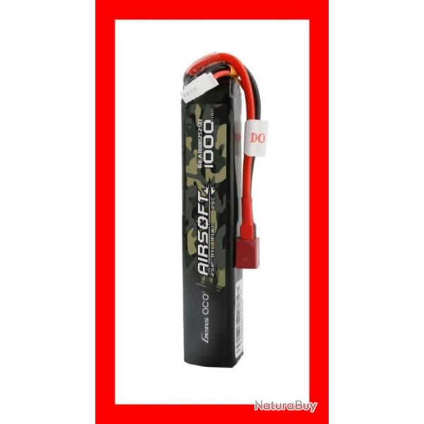 BATTERIE AIRSOFT GEN ACE LIPO 7.4 V 25C 2S1P 1000MAH CONNECTEUR DEAN (T PLUG)