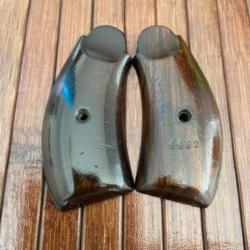 PAIRE DE PLAQUETTES DE CROSSE EN BOIS D'ORIGINE POUR SMITH WESSON TOP BREAK 44