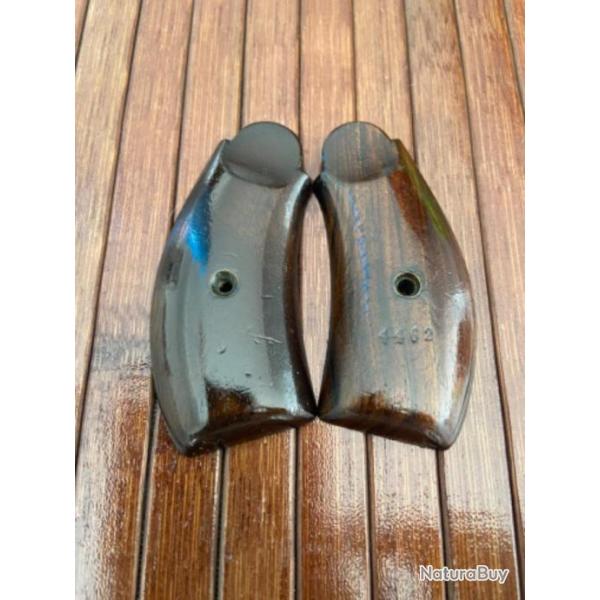 PAIRE DE PLAQUETTES DE CROSSE EN BOIS D'ORIGINE POUR SMITH WESSON TOP BREAK 44