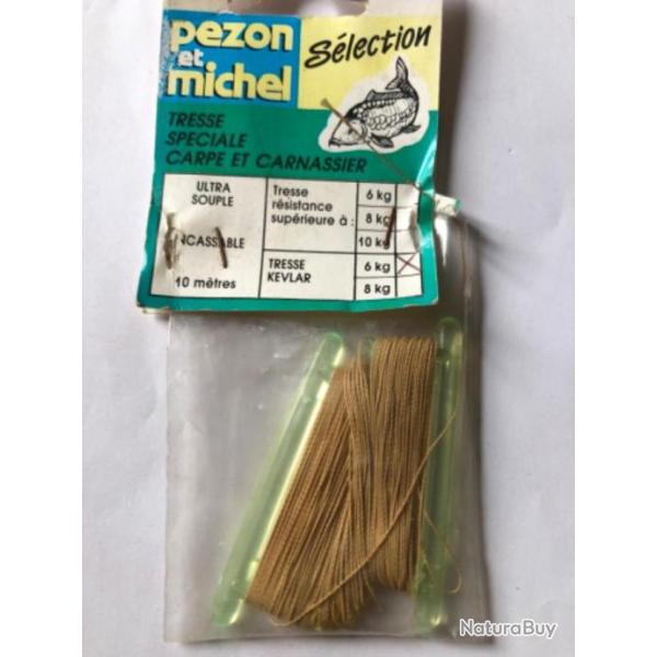 10 m tresse 6 kg  pezon et Michel  peche carpe occasion