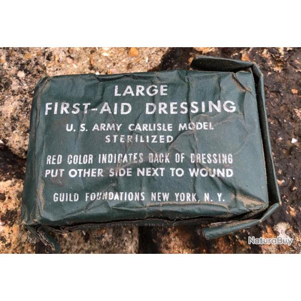 PANSEMENT US WW2 USA MILITARIA LARGE FIRST AID DRESSING U.S.ARMY CARLISLE