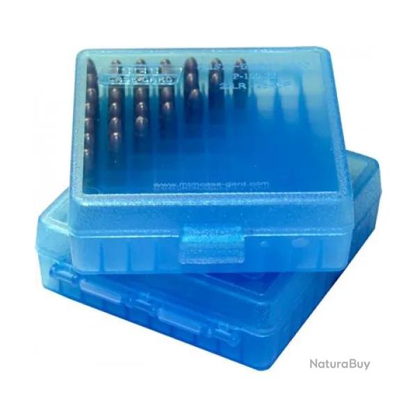 Bo�te De Rangement Pour 100 Munitions Calibre 22LR-bleu transparent