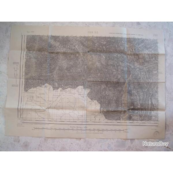 CARTE D'ETAT MAJOR 1889 r�vis�e 1900 FOIX SUD OUEST 253 Vicdessos Aulus etc ARIEGE 09 IGN 1/50.000