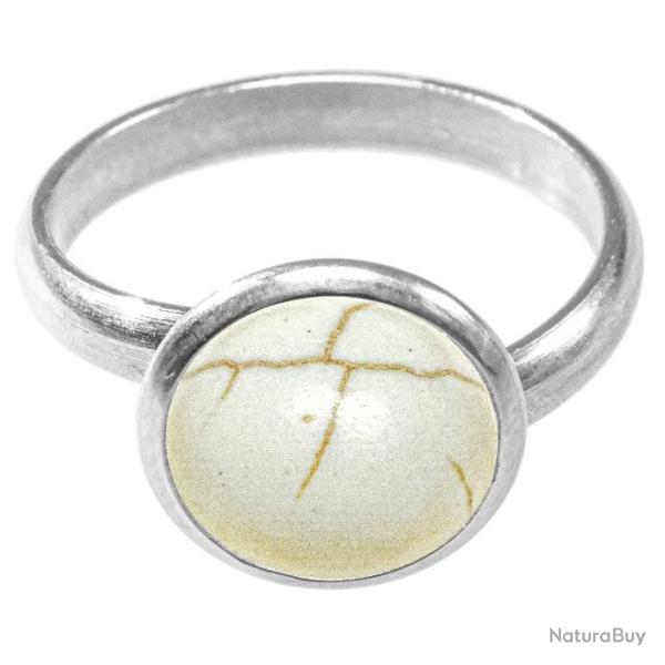 Bague argent�e avec cabochon rond en magn�site