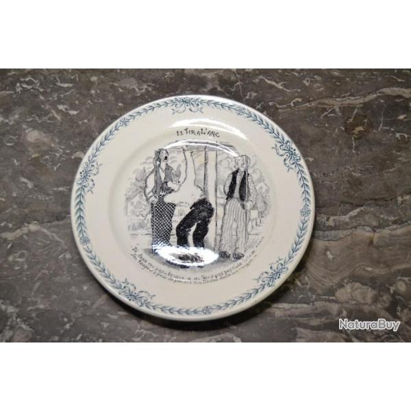Assiette parlante Saint Amand les sports LE TIR A L'ARC D�co murale vintage humoristique R.ROGER