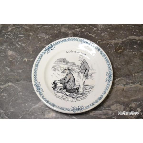 Assiette parlante Saint Amand le sport LA PECHE A LA LIGNE D�co murale vintage humoristique R ROGER