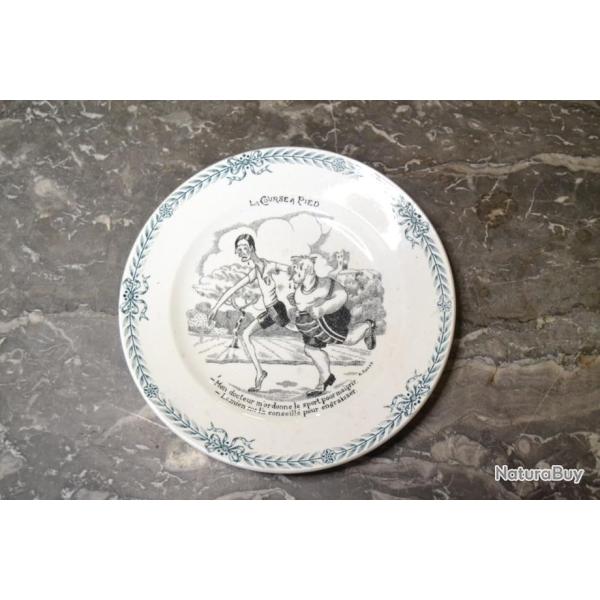 Assiette parlante Saint Amand le sport LA COURSE A PIED D�co murale vintage humoristique R ROGER