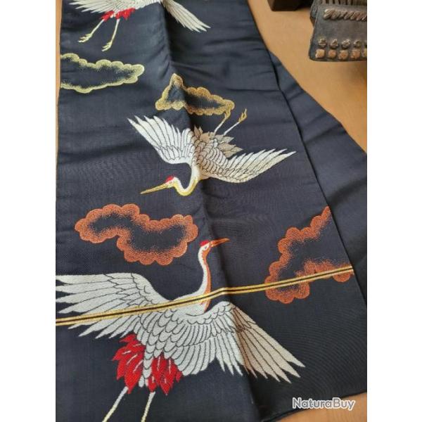Antiquit� Obi Tsuru japonais de l'�re Meiji