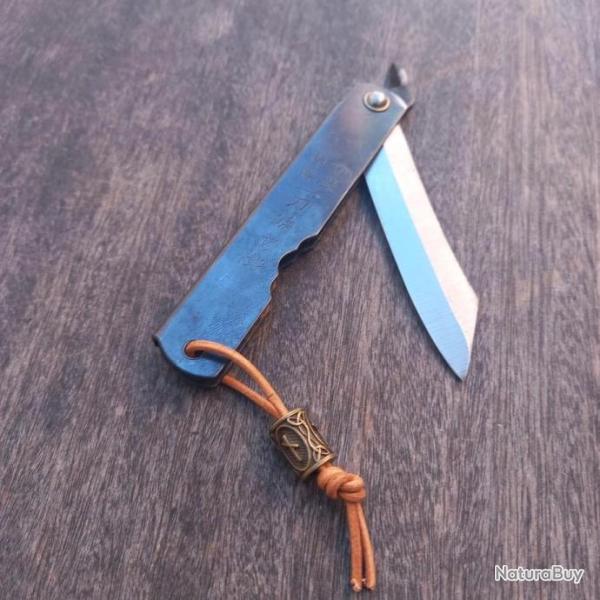 Ancien Couteau HIGONOKAMI Manche en m�tal noir