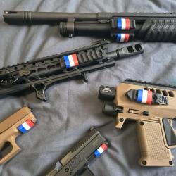 Lot de 3 Drapeau Fran&ccedil;ais Clips Rail Picatinny