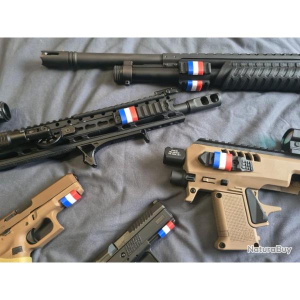 Lot de 3 Drapeau Fran�ais Clips Rail Picatinny