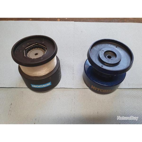 Lot de 8 bobines de moulinets anciens Mitchell, Daiwa ... neuves et occasions