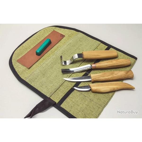 kit 4 Couteaux crochet woodcarving - GAUCHER - S43L