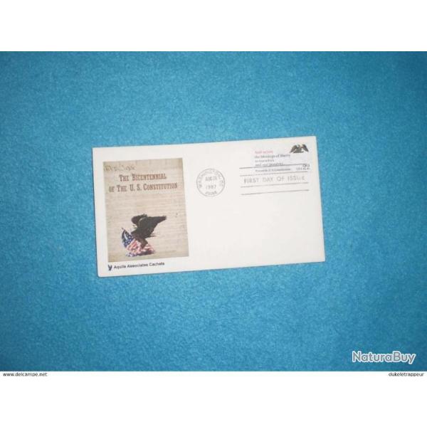 Enveloppe premier jour 28/08/1987 "BICENTENAIRE de la CONSTITUTION Am�ricaine" NEUVE !