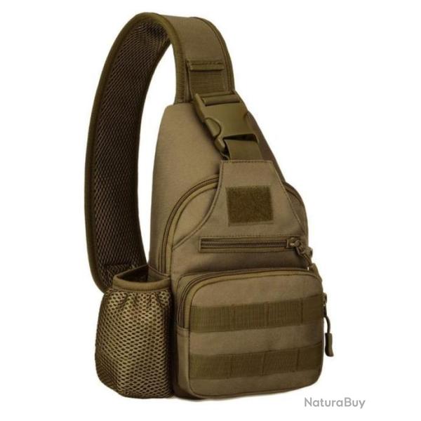 Sac Bandouli�re de Poitrine Dos Chargement USB Sacoche  V�lo Course Camping Randonn�e Voyage Marron