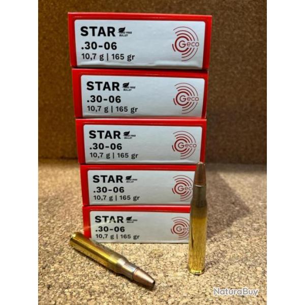 5 BOITES DE 20 BALLES GECO STAR 30-06, 10.7g