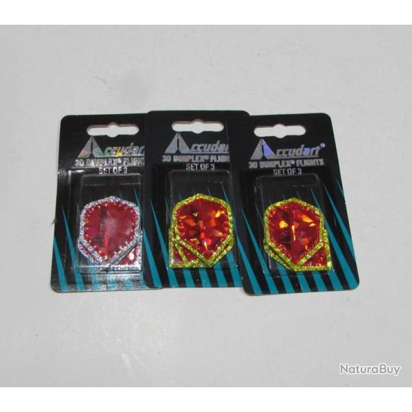 lot de 3 paquets de 3 ailettes pour flechettes accudart