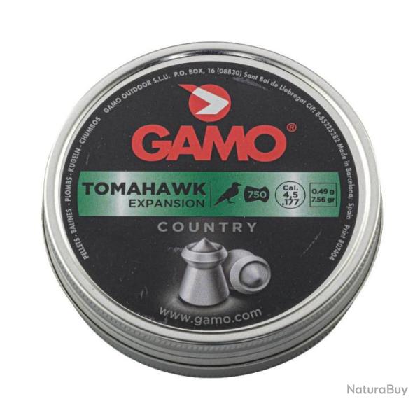 2 BOITES DE 750 Plombs Gamo Tomahawk Expansion calibre 4.5 mm (.177)