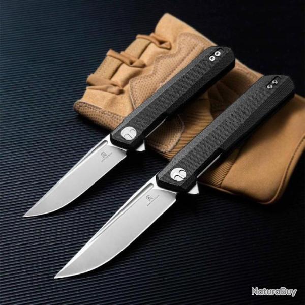 Couteau Bestechman Mini Dundee Black Lame Acier D2 SW Manche G10 IKBS Linerlock Clip BTKMK03A