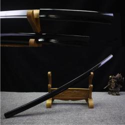 Katana shirasaya noir en acier 1060 avec Bo-Hi (Rainure de sang)