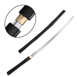 Katana shirasaya noir style bambou en acier 1060 avec Bo-Hi (Rainure de sang)