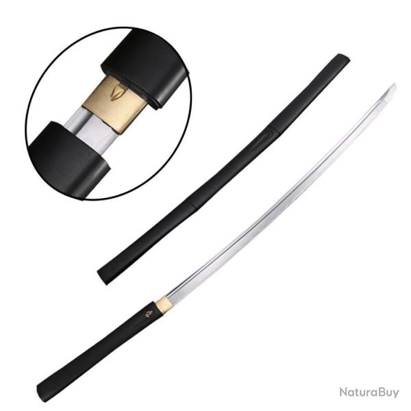 Katana shirasaya noir style bambou en acier 1060 avec Bo-Hi (Rainure de sang)