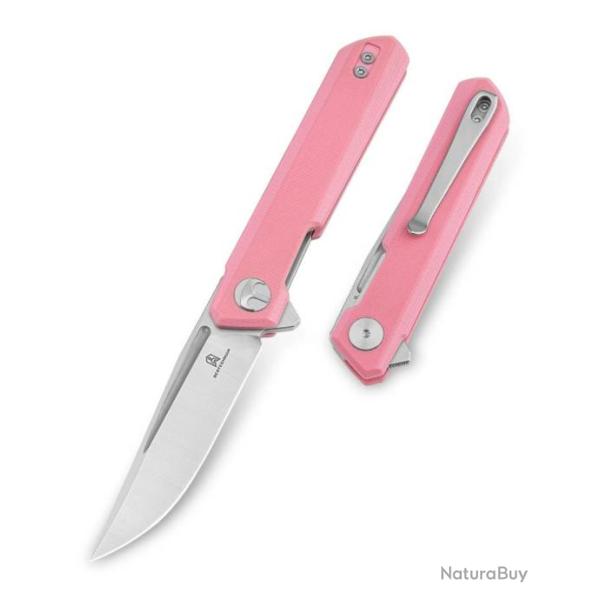 Couteau Bestechman Mini Dundee Pink Lame Acier D2 SW Manche G10 IKBS Linerlock Clip BTKMK03B